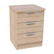 Tia Range 3 Drawer Bedside, 480d Sand Beech w/Top Lock