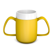 Ornamin Two Handled Mug With Internal Cone - Yellow/White
